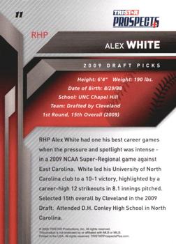 2009 TriStar Prospects Plus #11 Alex White Back
