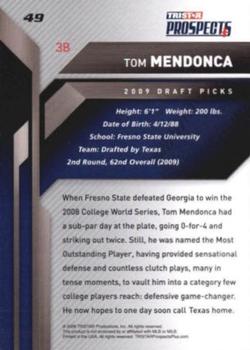 2009 TriStar Prospects Plus #49 Tom Mendonca Back
