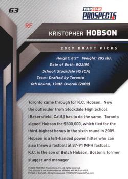 2009 TriStar Prospects Plus #63 Kristopher Hobson Back