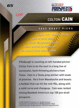 2009 TriStar Prospects Plus #65 Colton Cain Back