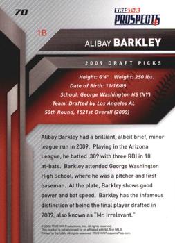 2009 TriStar Prospects Plus #70 Alibay Barkley Back
