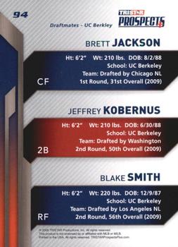 2009 TriStar Prospects Plus #94 Brett Jackson / Jeffrey Kobernus / Blake Smith Back