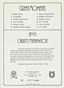 1985 Perez-Steele Great Moments Series 1 #6 Christy Mathewson Back