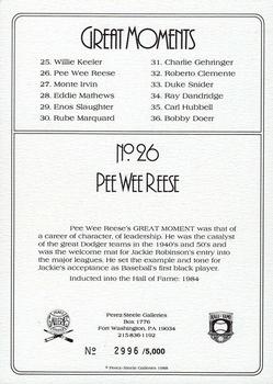 1988 Perez-Steele Great Moments Series 3 #26 Pee Wee Reese Back