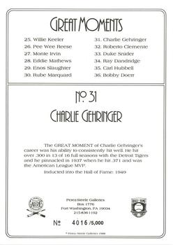 1988 Perez-Steele Great Moments Series 3 #31 Charlie Gehringer Back