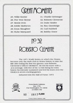 1988 Perez-Steele Great Moments Series 3 #32 Roberto Clemente  Back