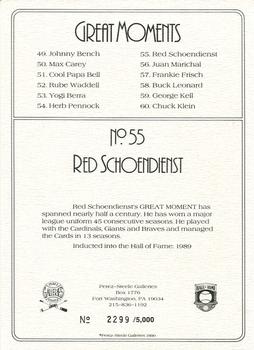 1989 Perez-Steele Great Moments Series 5 #55 Red Schoendienst Back