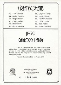1992 Perez-Steele Great Moments Series 7 #79 Gaylord Perry Back