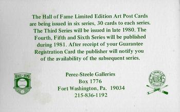 1980-01 Perez-Steele Hall of Fame Series 1-15 #NNO Second Series Checklist Back