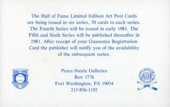 1980-01 Perez-Steele Hall of Fame Series 1-15 #NNO Third Series Checklist Back