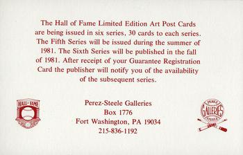 1980-01 Perez-Steele Hall of Fame Series 1-15 #NNO Fourth Series Checklist Back