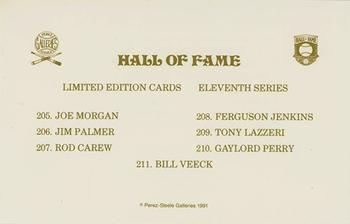 1980-01 Perez-Steele Hall of Fame Series 1-15 #NNO Eleventh Series Checklist Front