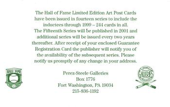 1980-01 Perez-Steele Hall of Fame Series 1-15 #NNO Fourteenth Series Checklist Back