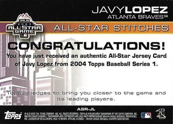 2004 Topps - All-Star Stitches #ASR-JL Javy Lopez Back