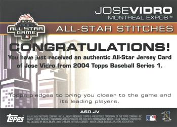 2004 Topps - All-Star Stitches #ASR-JV Jose Vidro Back