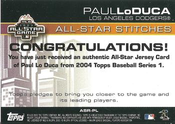 2004 Topps - All-Star Stitches #ASR-PL Paul Lo Duca Back