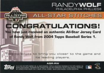2004 Topps - All-Star Stitches #ASR-RW Randy Wolf Back