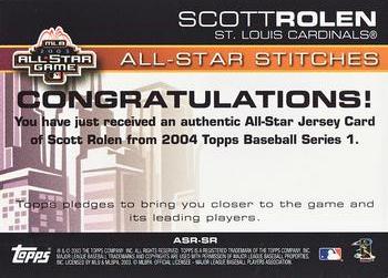 2004 Topps - All-Star Stitches #ASR-SR Scott Rolen Back