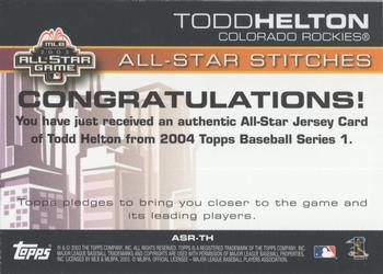 2004 Topps - All-Star Stitches #ASR-TH Todd Helton Back