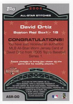 2005 Topps - All-Star Stitches Relics #ASR-DO David Ortiz Back
