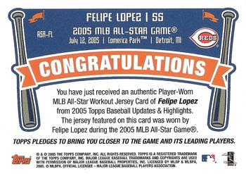 2005 Topps Updates & Highlights - All-Star Stitches #ASR-FL Felipe Lopez Back