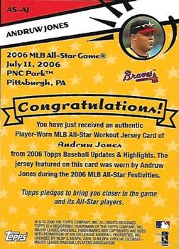 2006 Topps Updates & Highlights - All-Star Stitches #AS-AJ Andruw Jones Back