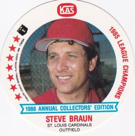 1986 KAS St. Louis Cardinals Discs #4 Steve Braun Front