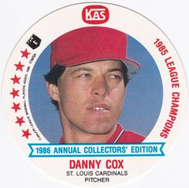 1986 KAS St. Louis Cardinals Discs #5 Danny Cox Front