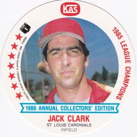 1986 KAS St. Louis Cardinals Discs #9 Jack Clark Front