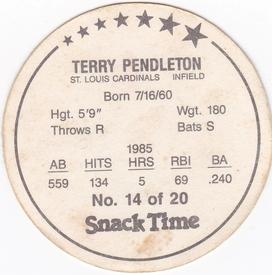 1986 KAS St. Louis Cardinals Discs #14 Terry Pendleton Back