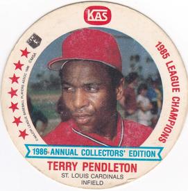 1986 KAS St. Louis Cardinals Discs #14 Terry Pendleton Front