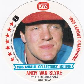 1986 KAS St. Louis Cardinals Discs #19 Andy Van Slyke Front