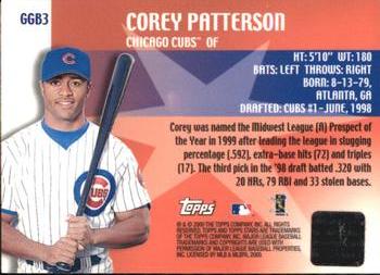 2000 Topps Stars - Game Gear Bats #GGB3 Corey Patterson Back