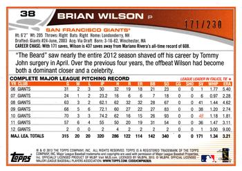 2013 Topps - Orange #38 Brian Wilson Back