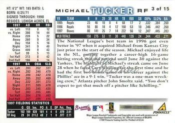 1998 Score Atlanta Braves #3 Michael Tucker Back