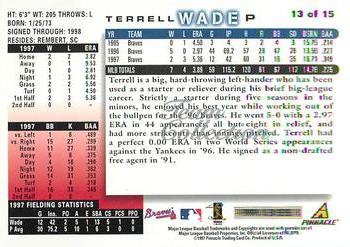 1998 Score Atlanta Braves #13 Terrell Wade Back