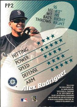 2000 Topps Stars - Pre-Production Samples #PP2 Alex Rodriguez Back