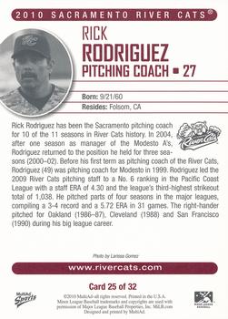 2010 MultiAd Sacramento River Cats #25 Rick Rodriguez Back