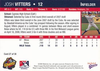 2008 MultiAd Peoria Chiefs #27 Josh Vitters Back