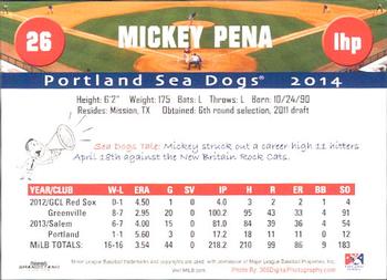 2014 Grandstand Portland Sea Dogs #NNO Mickey Pena Back