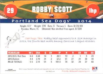 2014 Grandstand Portland Sea Dogs #NNO Robby Scott Back