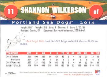 2014 Grandstand Portland Sea Dogs #NNO Shannon Wilkerson Back