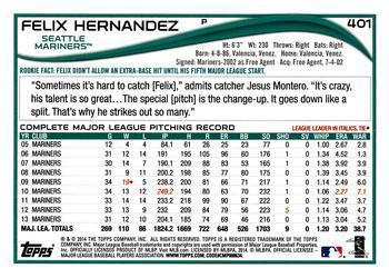 2014 Topps - Orange #401 Felix Hernandez Back
