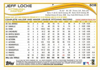 2014 Topps - Orange #608 Jeff Locke Back