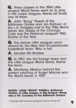 1990 Interpretive Marketing Baseball Wit #9 Boog Powell Back