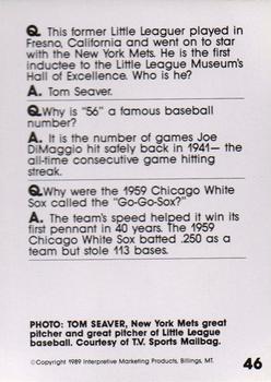 1990 Interpretive Marketing Baseball Wit #46 Tom Seaver Back