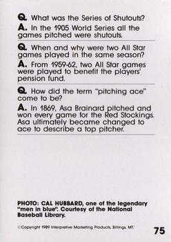 1990 Interpretive Marketing Baseball Wit #75 Cal Hubbard Back