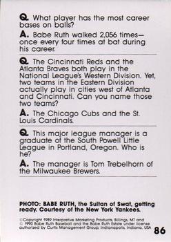 1990 Interpretive Marketing Baseball Wit #86 Babe Ruth Back