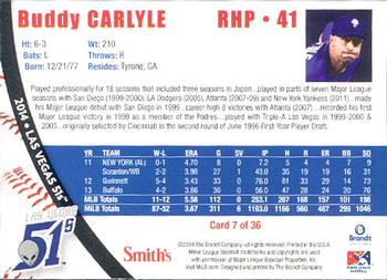 2014 Brandt Las Vegas 51s #7 Buddy Carlyle Back