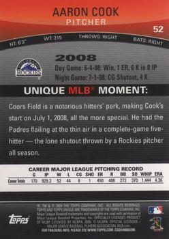 2009 Topps Unique #52 Aaron Cook Back